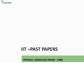 IIT –Past papers PHYSICS- UNSOLVED PAPER - 1999 