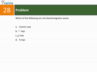 Problem28Which of the following are not electromagnetic waves  Cosmic-rays   -rays -rays X-rays  