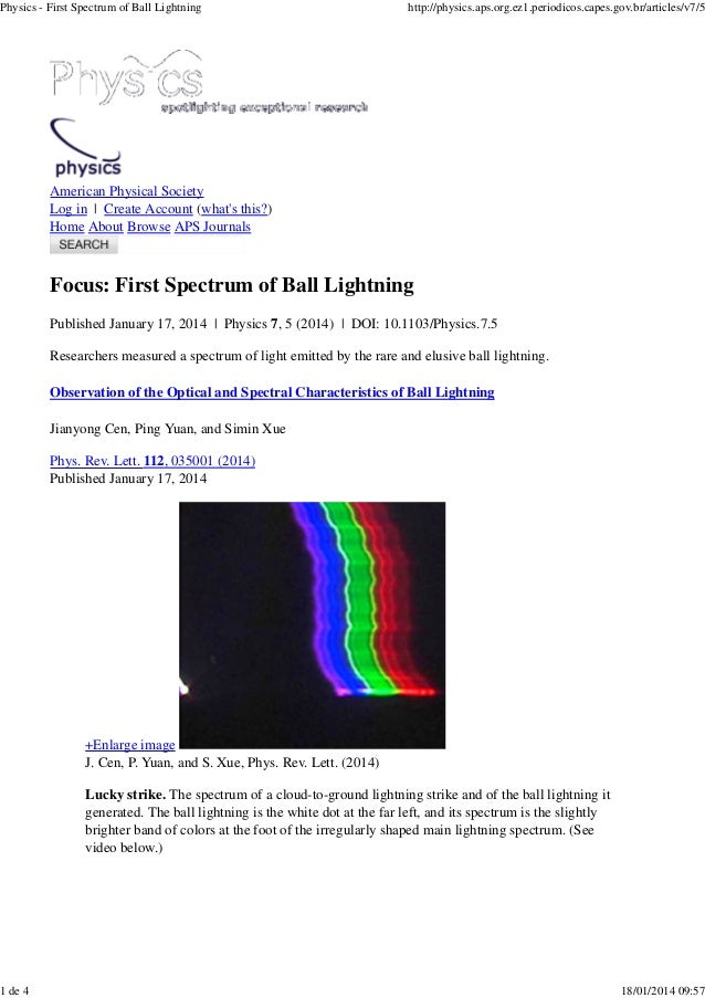 Physics first spectrum of ball lightning