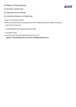 Physics Lab Equipment List for High School | PDF
