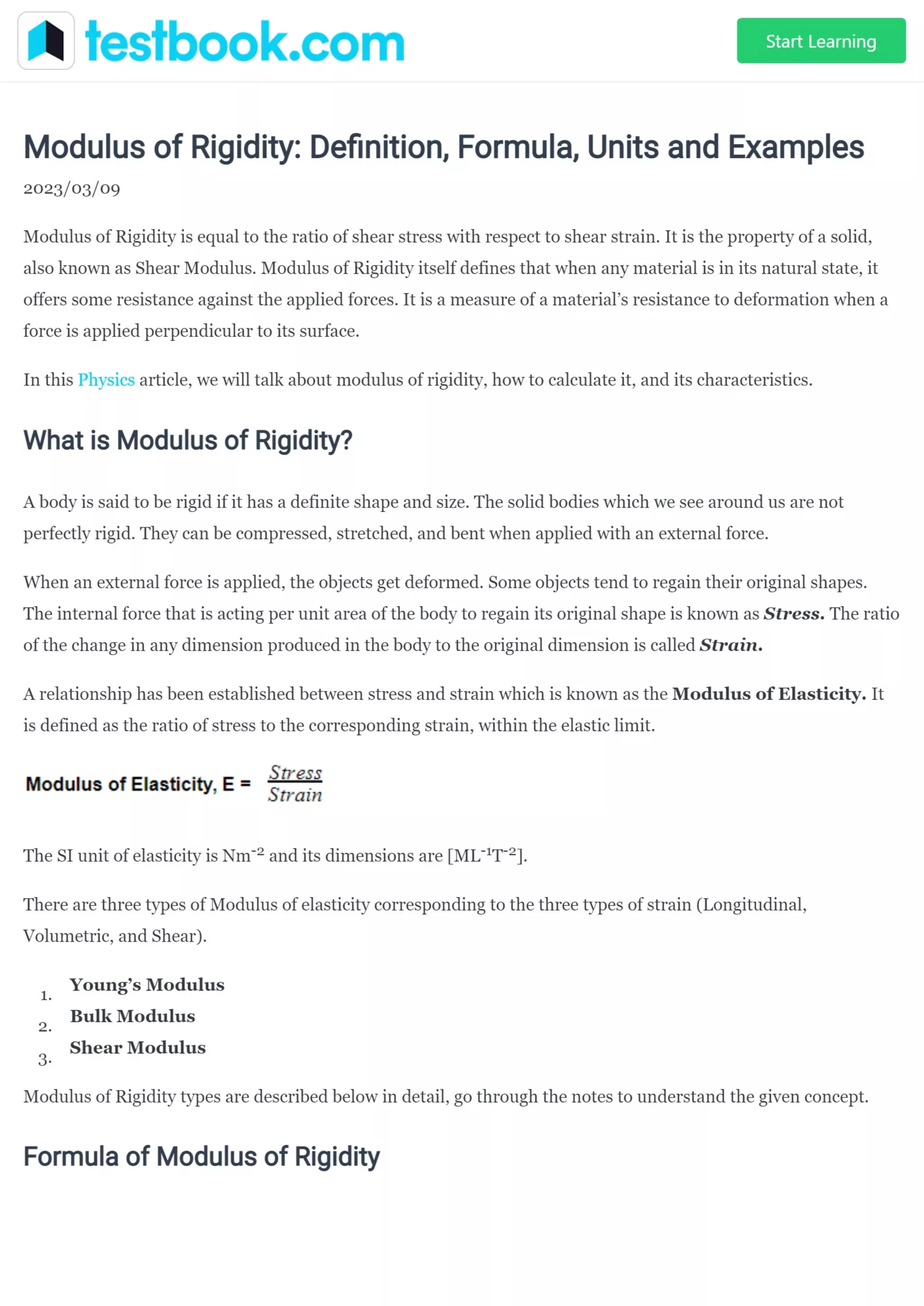 Modulus of Rigidity | PDF