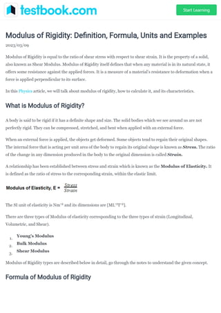 Modulus of Rigidity | PDF
