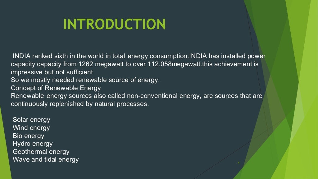 Non conventional source of energy