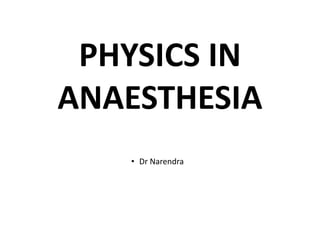 PHYSICS IN
ANAESTHESIA
• Dr Narendra
 