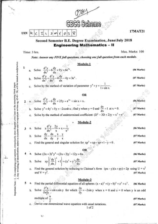 Physics 1 & 2 SEMESTER 2017 & 2015  SCHEME QUESTION PAPERS  JUNE 2018