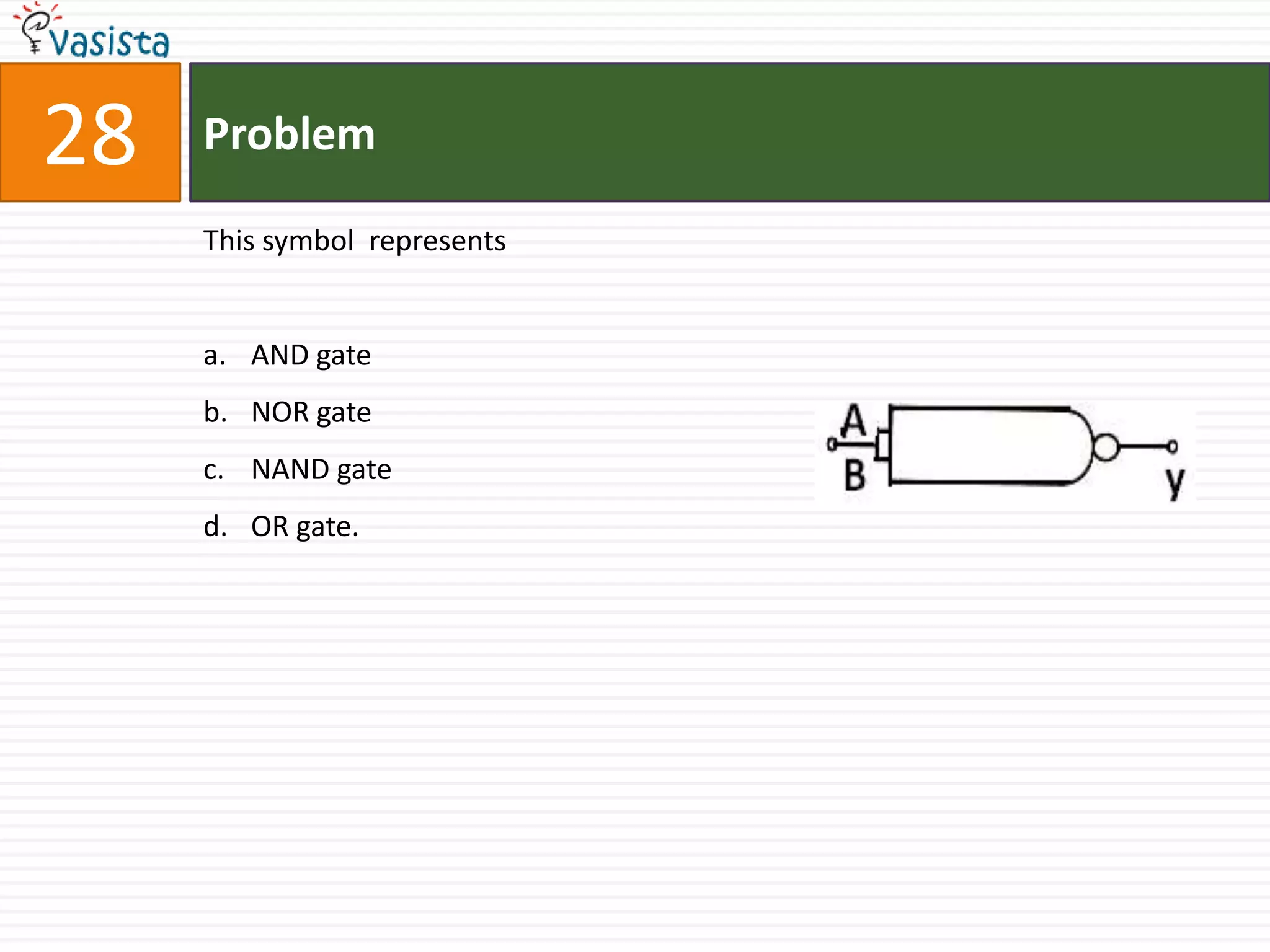 Problem28This symbol  representsAND gateNOR gateNAND gateOR gate.
