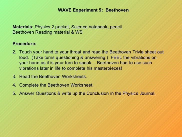 Physics2a experiments Waves Detailed lab experiments on light & s…