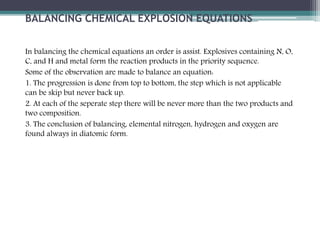 Physics and chemistry of explosions | PPTX
