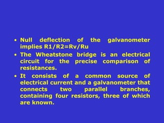 Galvanometer Null Deflection Physics And Clinical Measurements | PPT