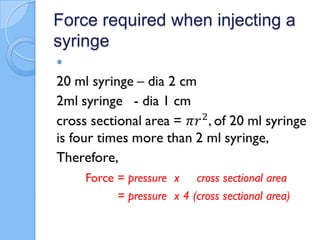 Force required when injecting a
syringe

 