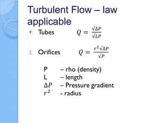 Turbulent Flow – law
applicable

 