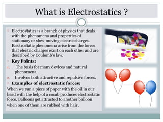 ELECTROSTATICS physics chapter 11. CLASS 11 pptx | PPTX