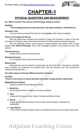 Physics chapter 1 9th | PDF