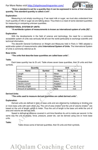 Physics chapter 1 9th | PDF