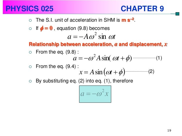 Physics Chapter 9 Simple Harmonic Motion