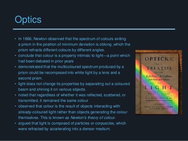 isaac newton prism separating light