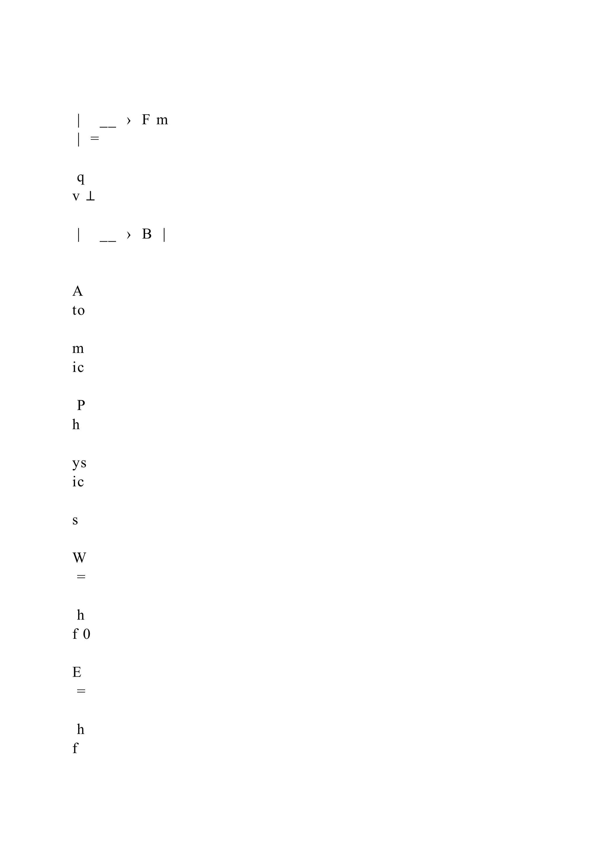 | __ › F m
| =
q
v ⊥
| __ › B |
A
to
m
ic
P
h
ys
ic
s
W
=
h
f 0
E
=
h
f
 