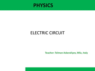 PHYSICS
ELECTRIC CIRCUIT
Teacher: Telman Askeraliyev, MSc, Italy
 