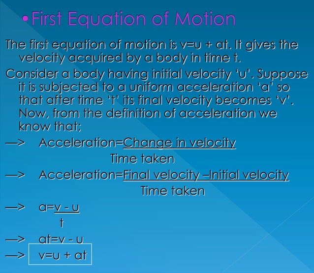 Physics equations of motion