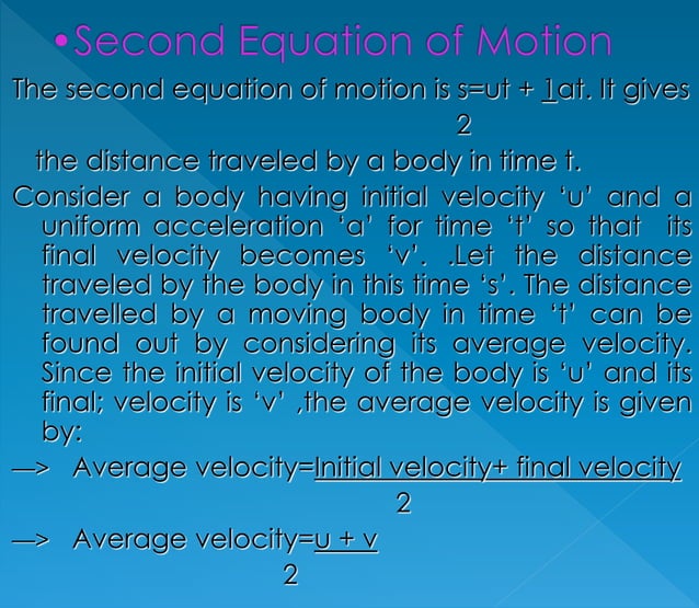 Physics equations of motion