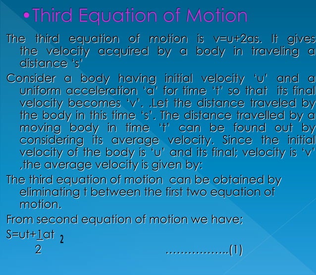 Physics equations of motion