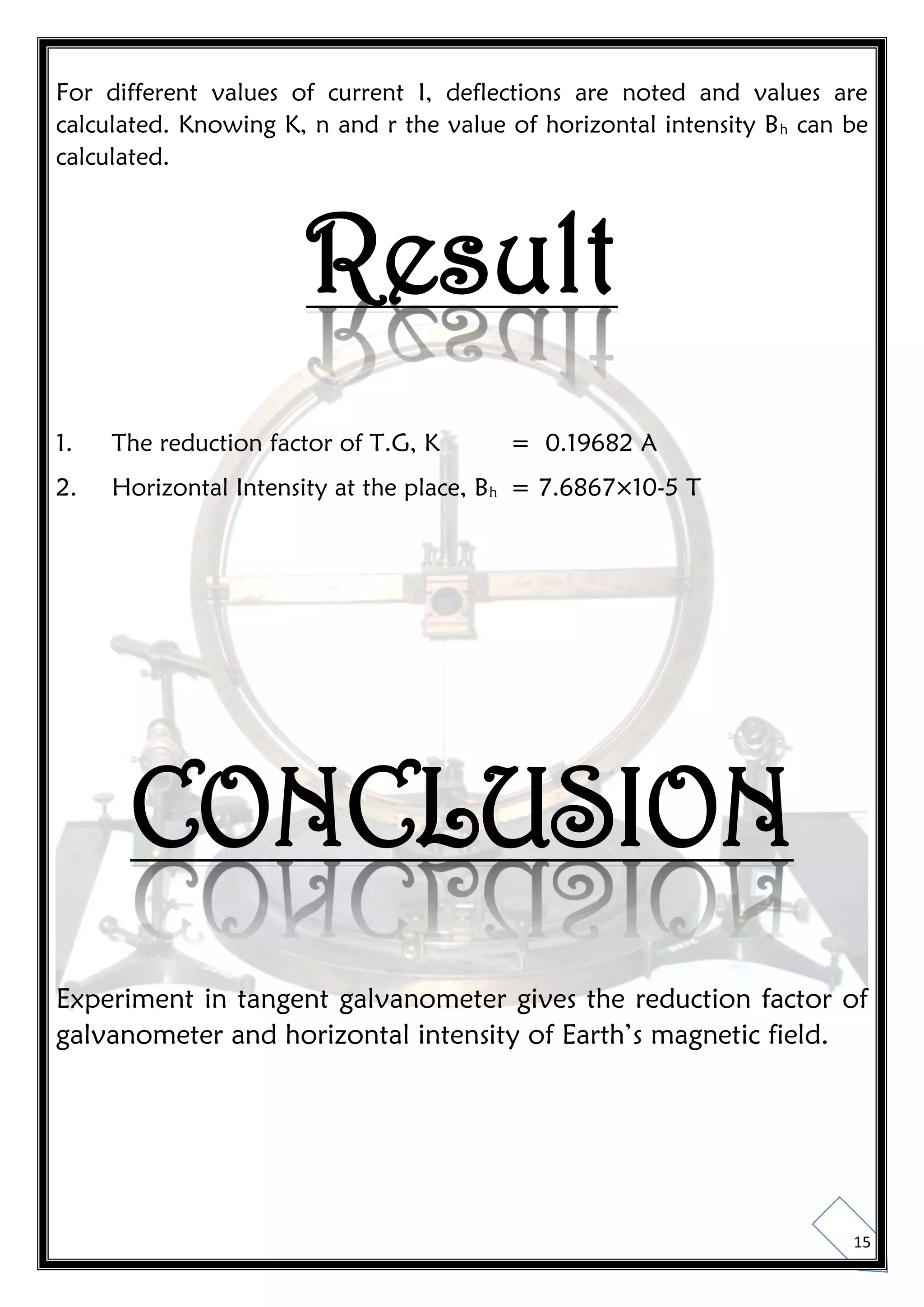 Physics Investigatory Project - Class 12 - Tangent Galvanometer | PDF