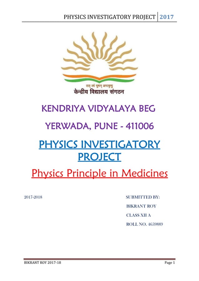 Physics Investigatory Project Class 11 & 12 | PDF