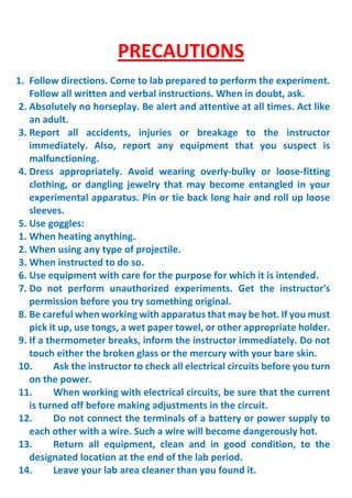 Precaution Step Experiment Example PHYSICS INVESTIGATORY PROJECT 2017-18 | PDF