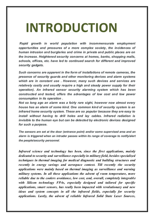 Physics investigatory project on ir based security system PDF