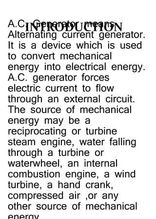 Ac generator and how to Enhance their efficiency | PPTX