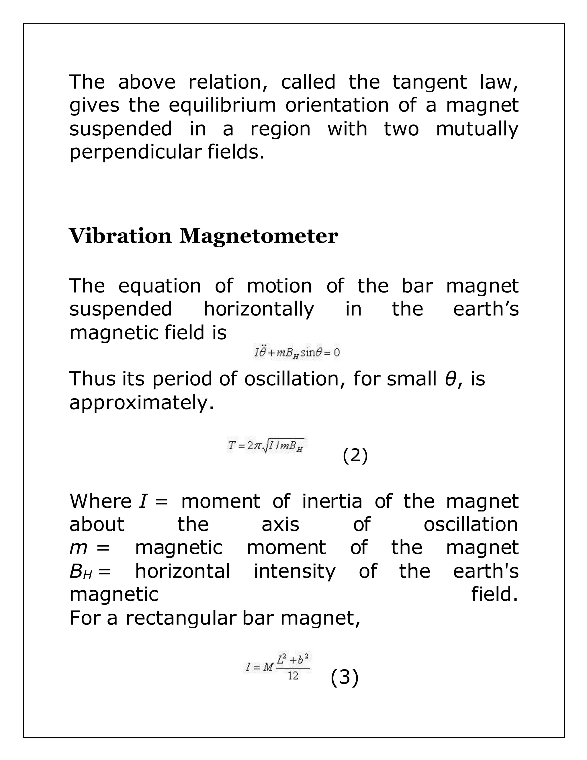 vibration magnetometer class12 by pankaj | DOCX