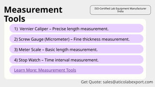 Meter Scale Physics Lab Instruments Essential Physics Lab Equipment List for High School | PPTX