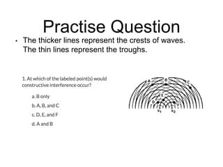 Practise Question
• The thicker lines represent the crests of waves.
The thin lines represent the troughs.
 