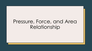 Pressure, Force, and Area
Relationship
 