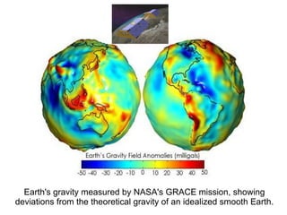 Earth's gravity measured by NASA's GRACE mission, showing deviations from the theoretical gravity of an idealized smooth E...