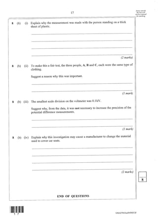 GCSE Physics P2 Exam Jan 2009