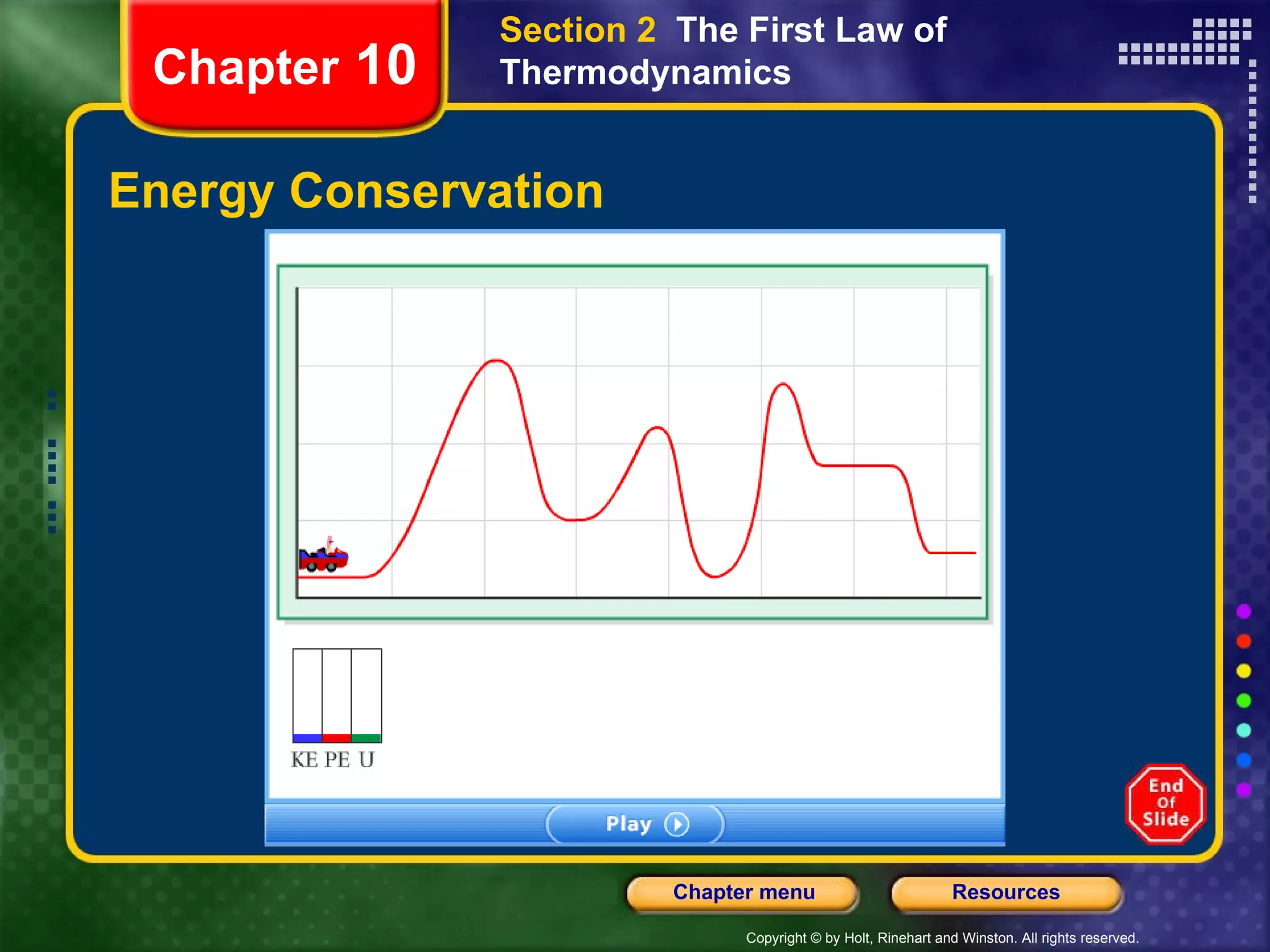 Energy Conservation Chapter  10 Section 2  The First Law of Thermodynamics 