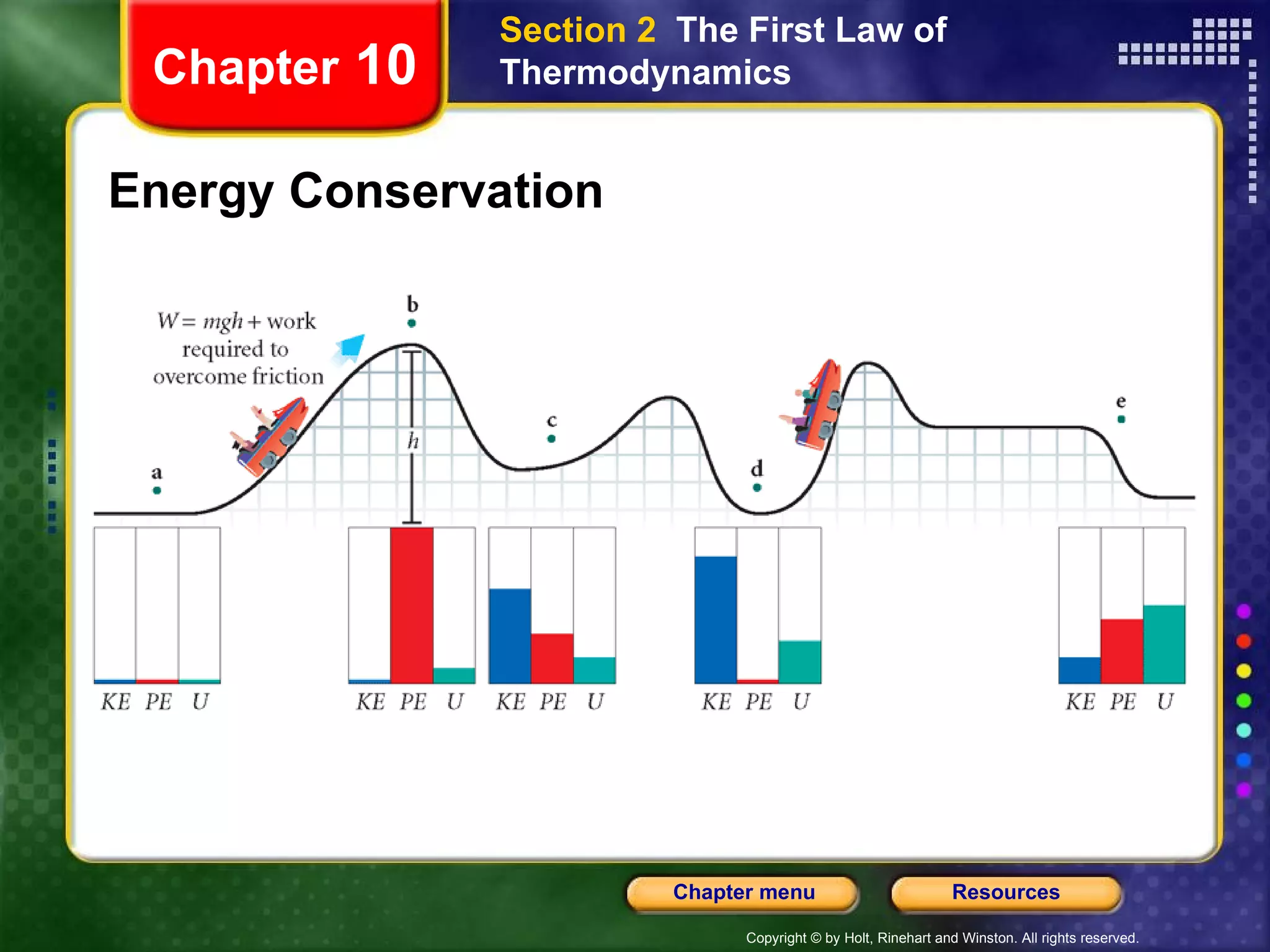 Energy Conservation Chapter  10 Section 2  The First Law of Thermodynamics 