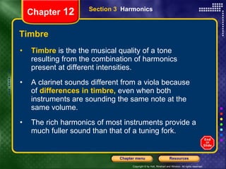 Timbre For Instruments Examples Physics pp presentation ch 12 | PPT
