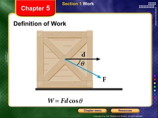 Definition of Work Chapter  5 Section 1  Work 