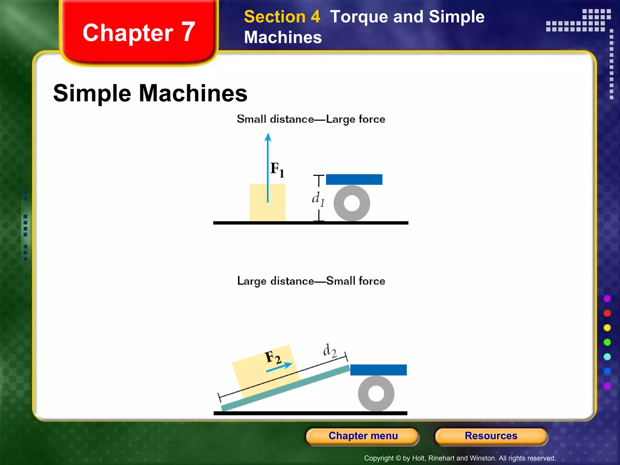 Simple Machines Section 4  Torque and Simple Machines Chapter  7 