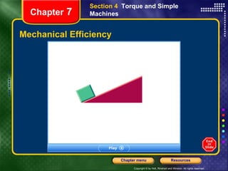 Mechanical Efficiency Chapter  7 Section 4  Torque and Simple Machines 
