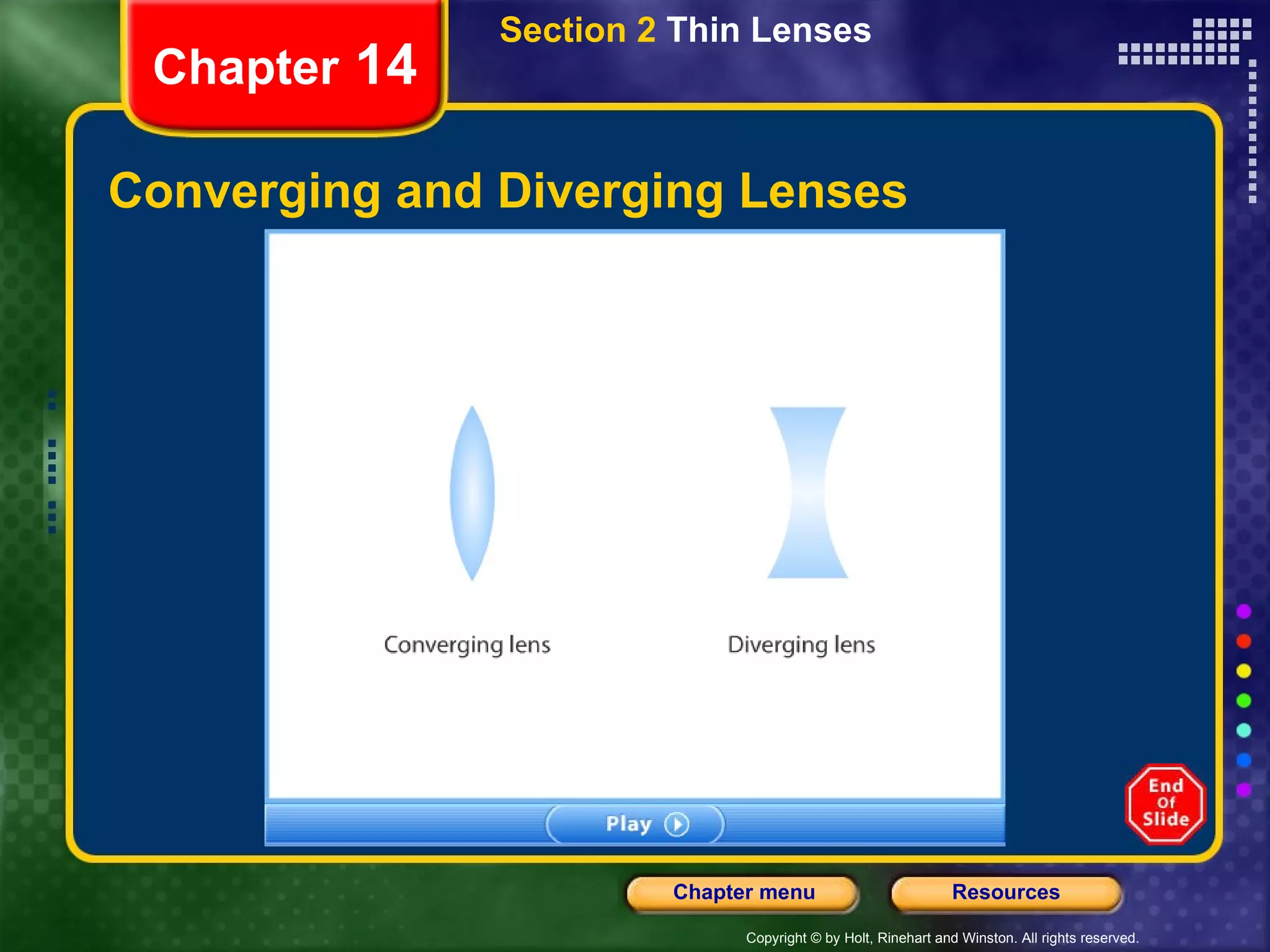 Converging and Diverging Lenses Chapter  14 Section 2  Thin Lenses 