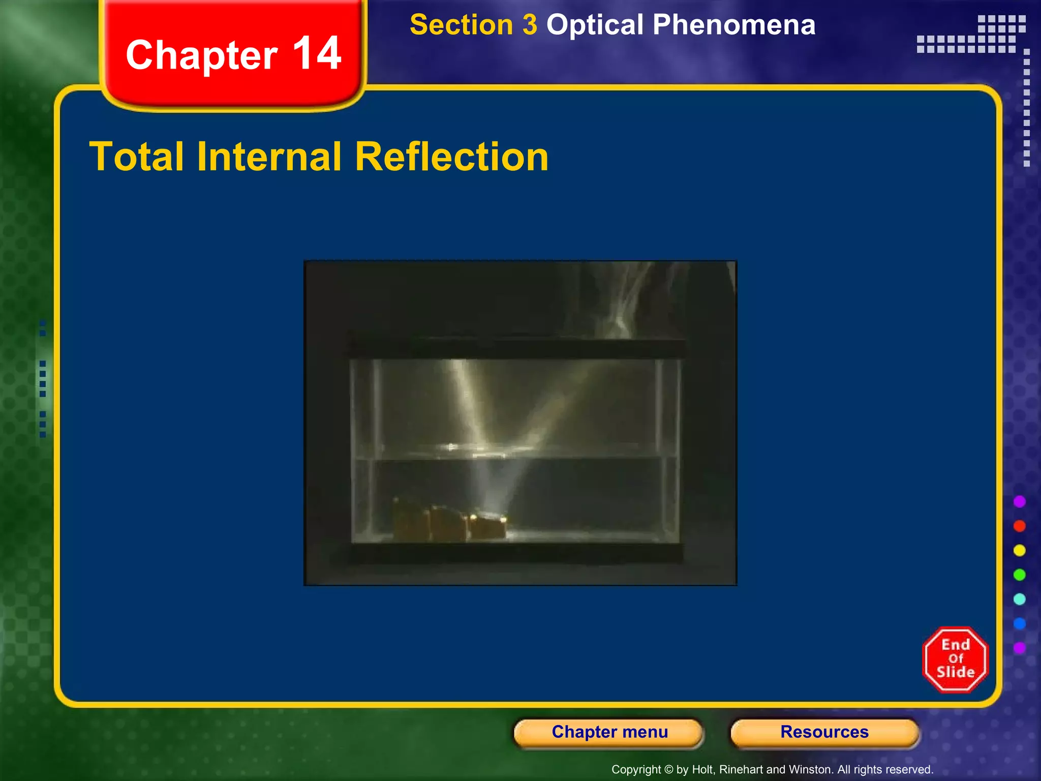 Total Internal Reflection Chapter  14 Section 3  Optical Phenomena 