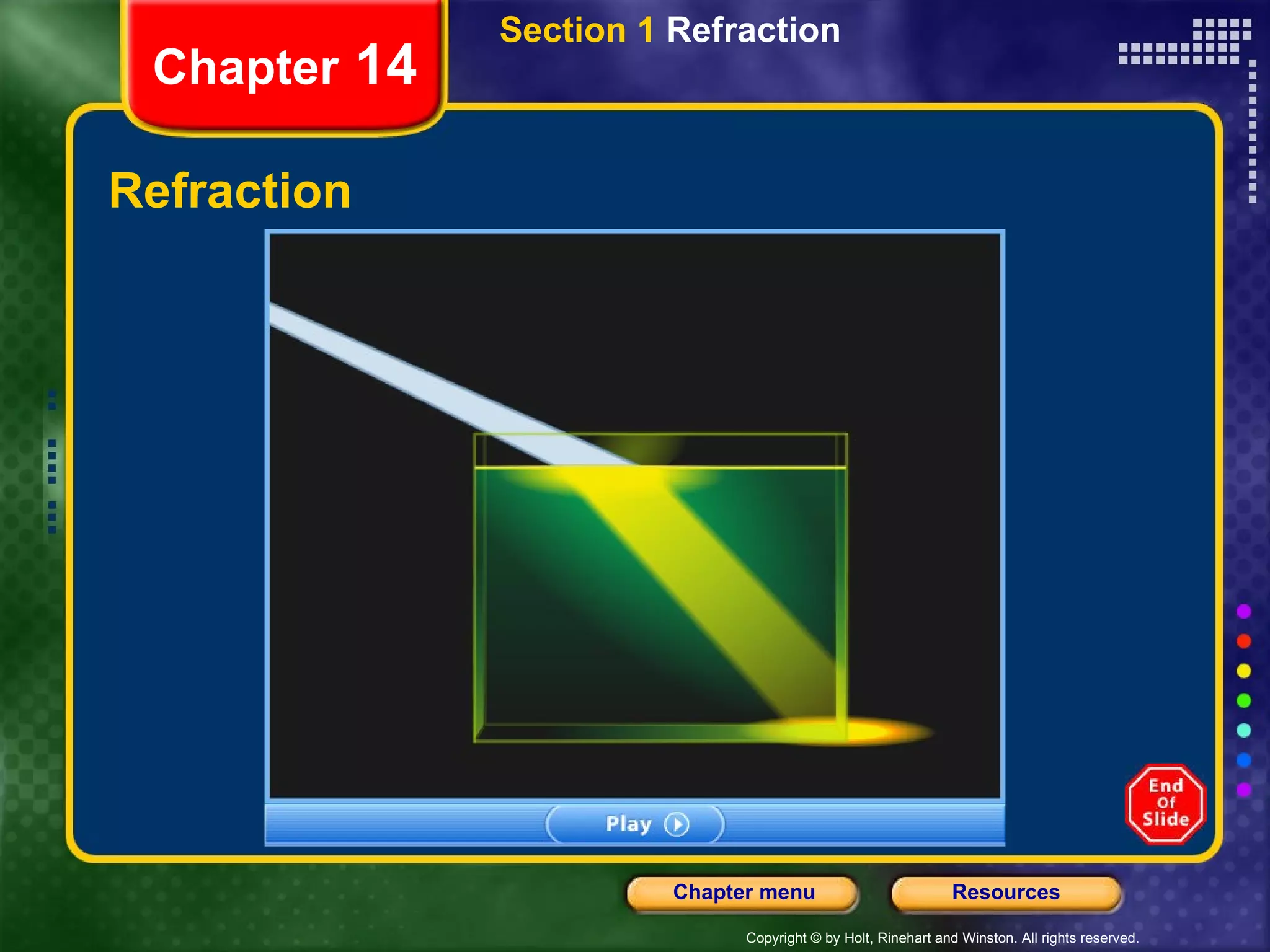 Refraction Chapter  14 Section 1  Refraction 