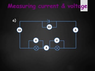 Measuring current & voltage
V V
6V
4A
A
A
a)
 