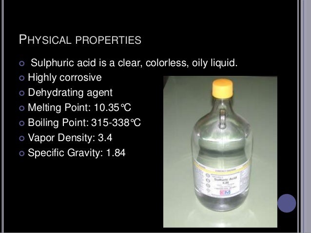Chemical Properties Of Sulphuric Acid Chemical Properties Of Sulphuric Acid