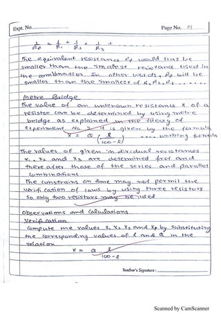 Physics Practical File - with Readings | Class 12 CBSE