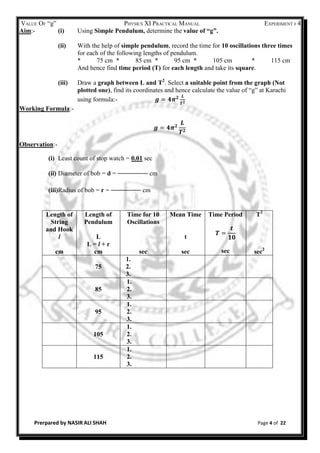Physics practical manual xi bc kz | PDF