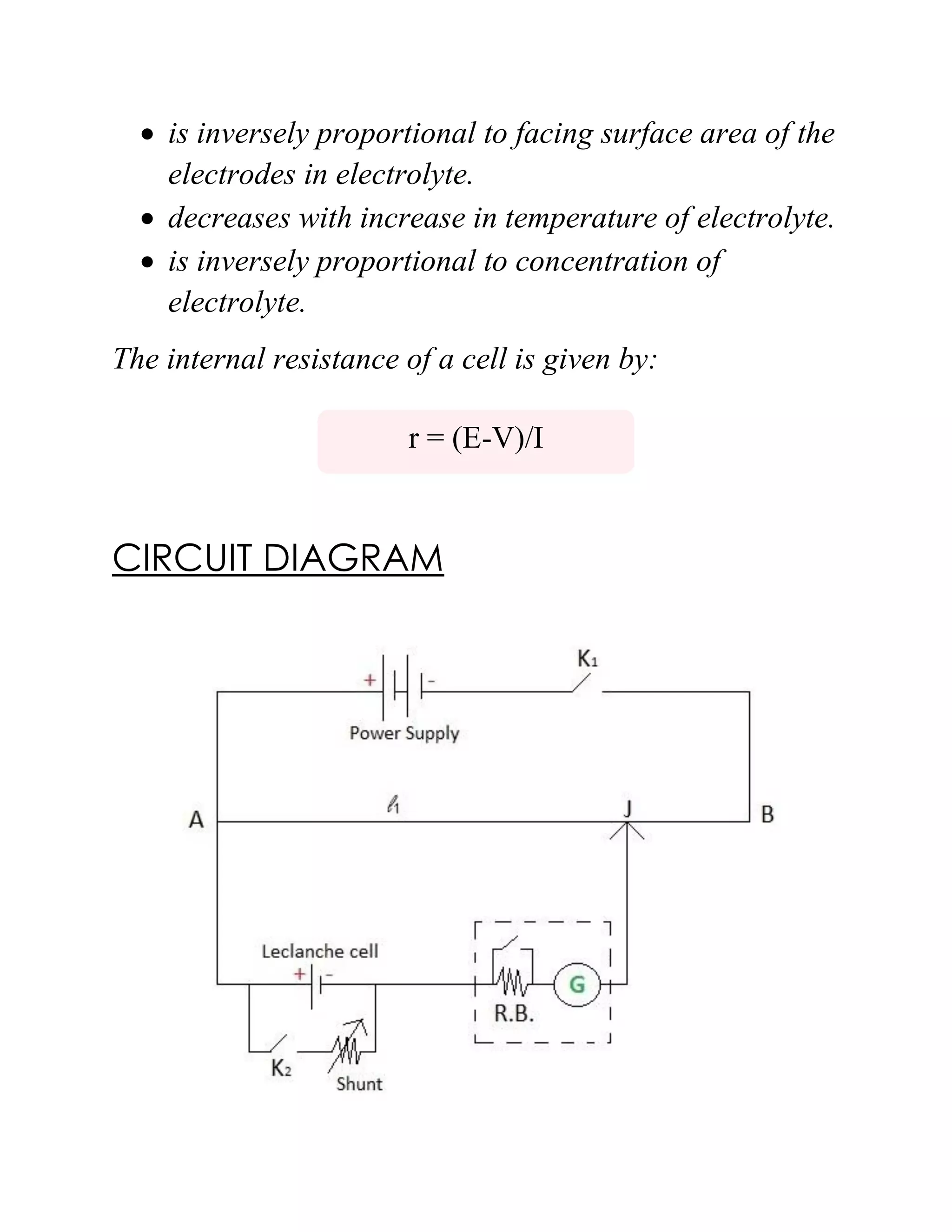 Factors on which the internal resistance/emf of a cell depends | PDF